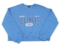 Modrá crop mikina s nápisy a číslem New Look