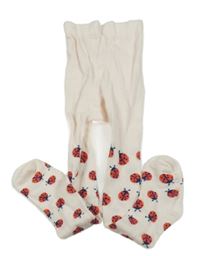 Bílo/světlerůžové punčocháče s beruškami lupilu