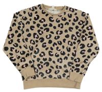 Světlehnědo-čierno-svetloružová vzorovaná plyšová mikina M&S