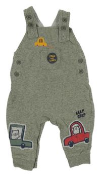 Khaki melírované laclové tepláky s auty a kapsou George