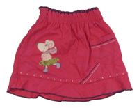 Tmavorůžovo-lilková paper bag menšestrová sukňa s myškou a korálkami Lilax