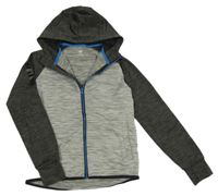 Světlešedo-tmavošedá melírovaná thermo propínací mikina s kapucí 