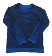 Tmavomodré thermo obojstranné tričko so vzorom a pruhmi