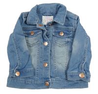 Modrá tepláková rifľová bunda s golierikom F&F