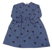 Tmavomodré teplákové šaty so srdiečkami H&M