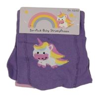 Nové - 2x - Punčocháče - Fialové s jednorožcem, růžové s jednorožci 