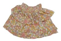 Smotanová kvetovaná mačkaná vrstvená sukňa George