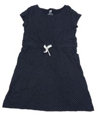 Tmavomodré bodkovaná é šaty H&M