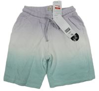 Nové - světlefialovo-bielo-mátové ombré teplákové kraťasy F&F