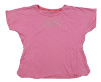 Ružové melírované funkčné crop tričko s nápisom Decathlon