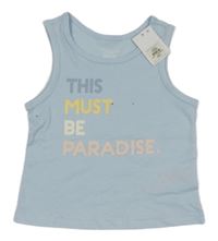 Nové - svetlomodrý top s nápismi PRIMARK