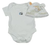 2Set - Bílé body se zvířátkem F&F + čepice s Dumbem Disney