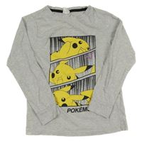 Šedé melírované pyžamové triko s Pikachu