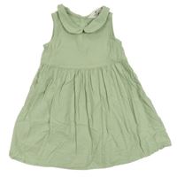 Světleolivové krepové šaty s golierikom H&M