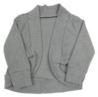 Sivý melírovaný rebrovaný úpletový cardigan