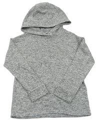 Sivé melírované úpletové tričko s kapucňou Next