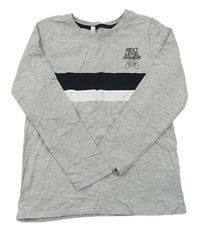 Sivé melírované tričko s pruhmi a potlačou M&S