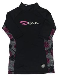 Čierne Uv tričko so vzory a nápisom GUL