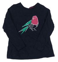 Tmavomodré tričko s papouškem lupilu