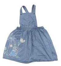 Modrá rifľová sukňa s myškou a trakami zn. M&S