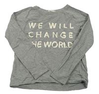 Sivé melírované tričko s nápisom H&M
