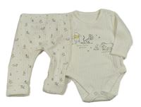 2set - Bílé žebrované body s Pú a přáteli + lehké tepláky George
