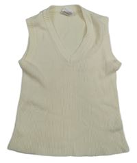 Smetanový žebrovaný pletený crop top