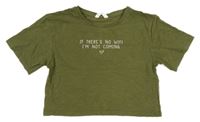 Khaki crop tričko s nápisem Matalan