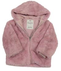 Staroružová kožušinová zateplená bunda s kapucňou M&S