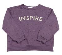 Fialová kvetovaná mikina s nápisom H&M