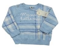 Nové - Svetlomodrý melírovaný sveter s kockovaným vzorom a nápisom River Island