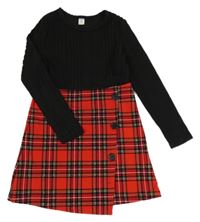 Černo-červené šaty s kostkovanou sukní Shein