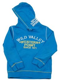 Modrá mikina s nápisem a kapucí C&A