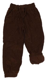 Hnědé manšestrové podšité cuff kalhoty Topolino