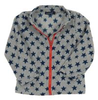 Šedá melírovaná fleecová propínací mikina s hvězdami Inextenso