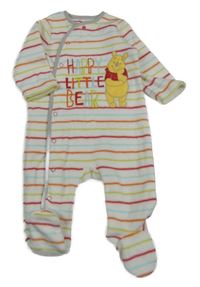 Bílo-barevný pruhovaný fleecový overal s Púem Tu