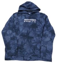 Tmavomodrá batikovaná mikina s nápisem a kapucí Abercrombie&Fitch