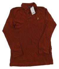 Nové - Hnědé melírované polo triko s nášivkou Next