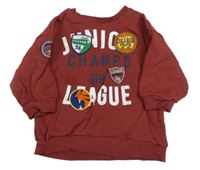 Vínová oversize mikina s nášivkami a nápisom Next