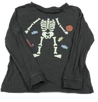 Antracitové tričko s kostmi a sladkostmi Pocopiano