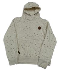 Béžová melírovaná vzorovaná mikina s nášivkou a kapucňou Yigga