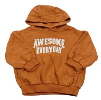 Hnědá oversize mikina s nápisem a kapucí George