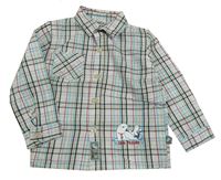 Bílo-barevná kostkovaná košile s tuleni