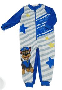Šedo-bílo-modrý pruhovaný chlupatý overal s Chasem Nickelodeon