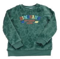 Tmavozelená vzorovaná chlpatá mikina s nápisom F&F