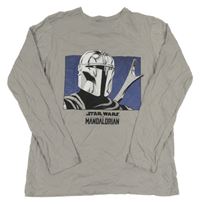 Šedé triko s potiskem - Star Wars Mandalorian Primark