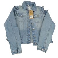 Nové - Modrá riflová crop bunda s volánky Next