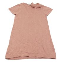 Ružové trblietavé svetrové šaty s mašlou H&M