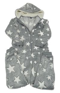 Šedá chlupatá kombinéza s hvězdami a kapucí Pepperts