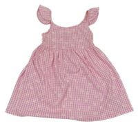 Ružovo-biele kockované šaty s kvetinami Primark